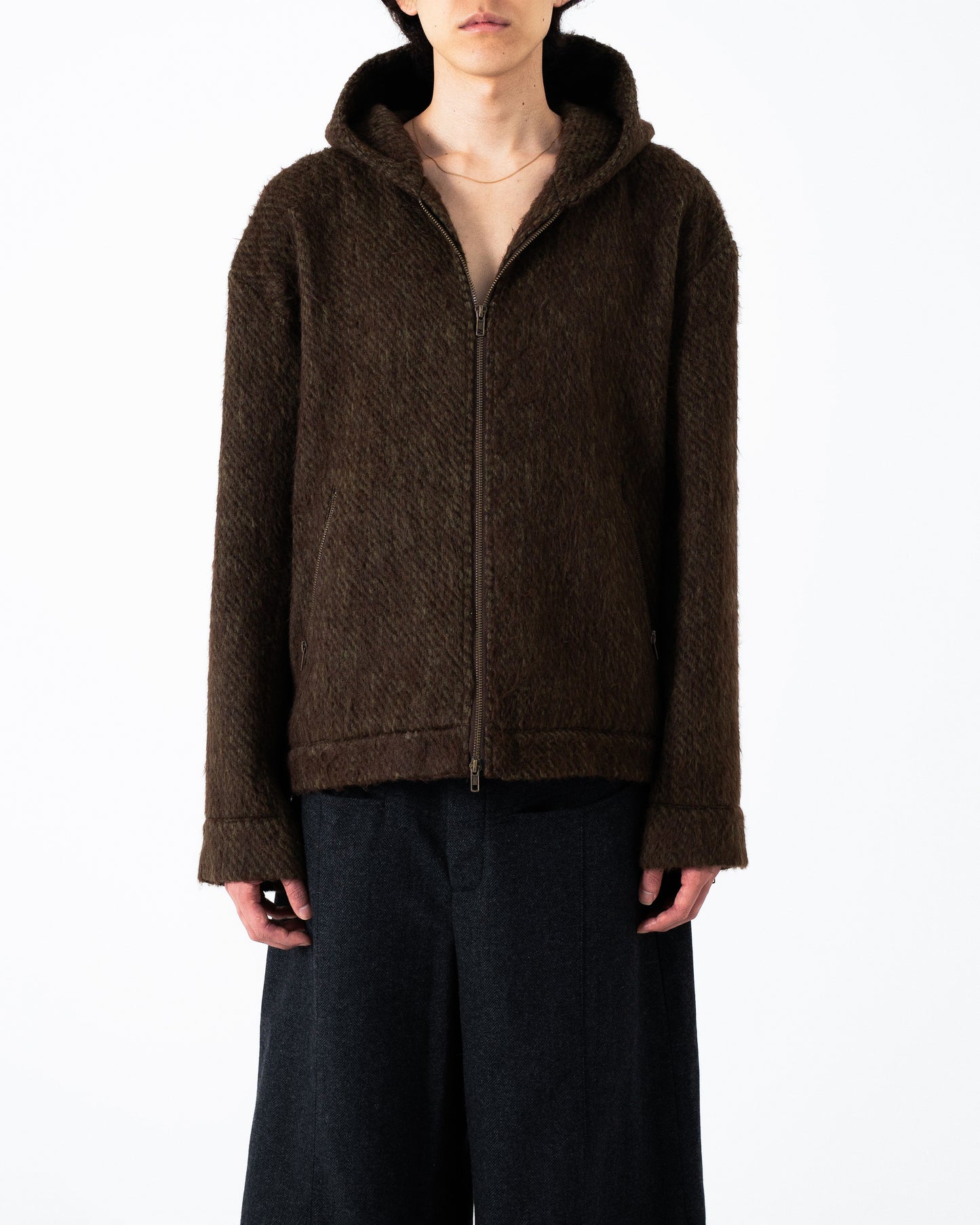 SAILOR COLLAR SHAGGY HOODIE