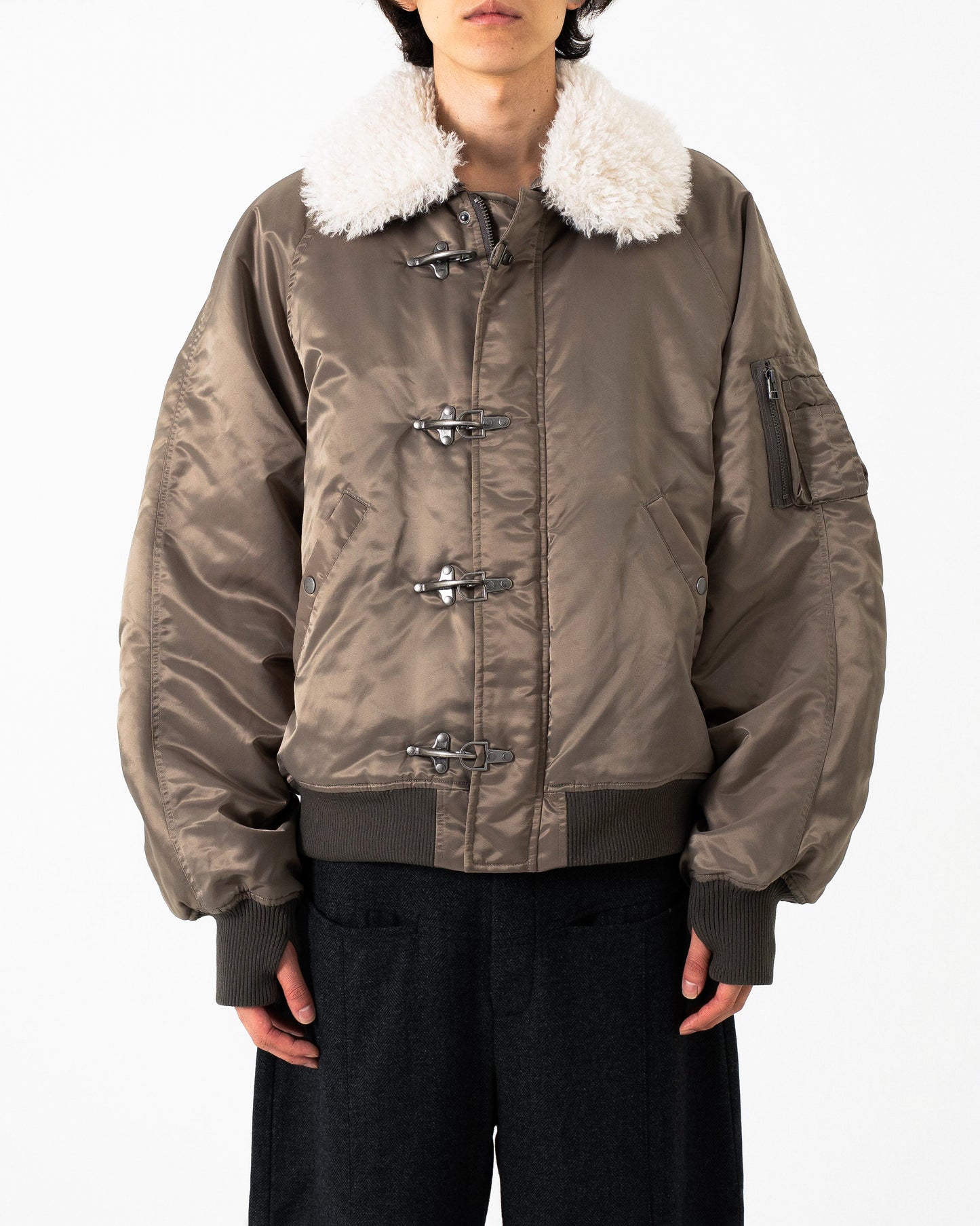 DETACHABLE COLLAR FIREMAN BOMBER JACKET