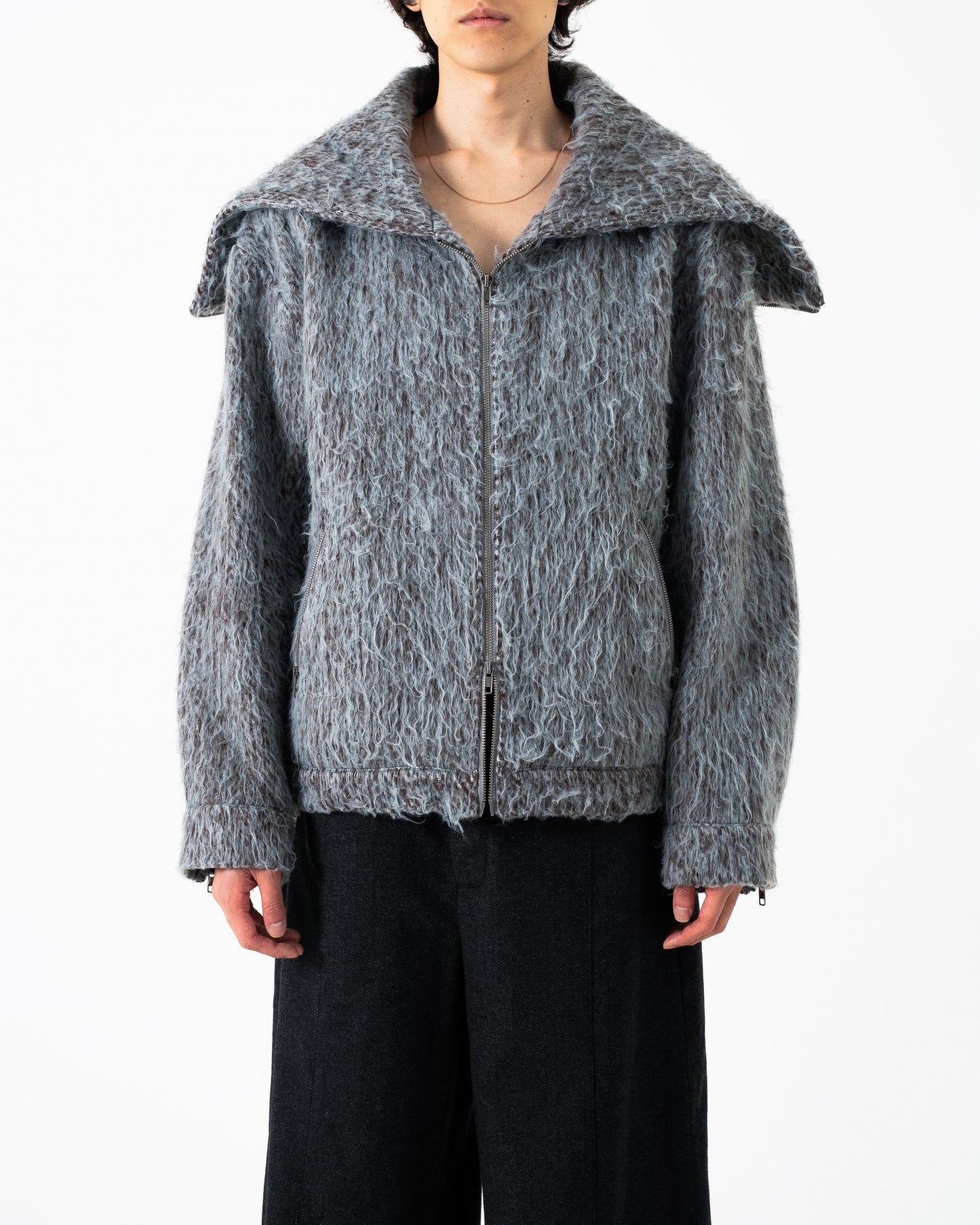 SAILOR COLLAR SHAGGY HOODIE