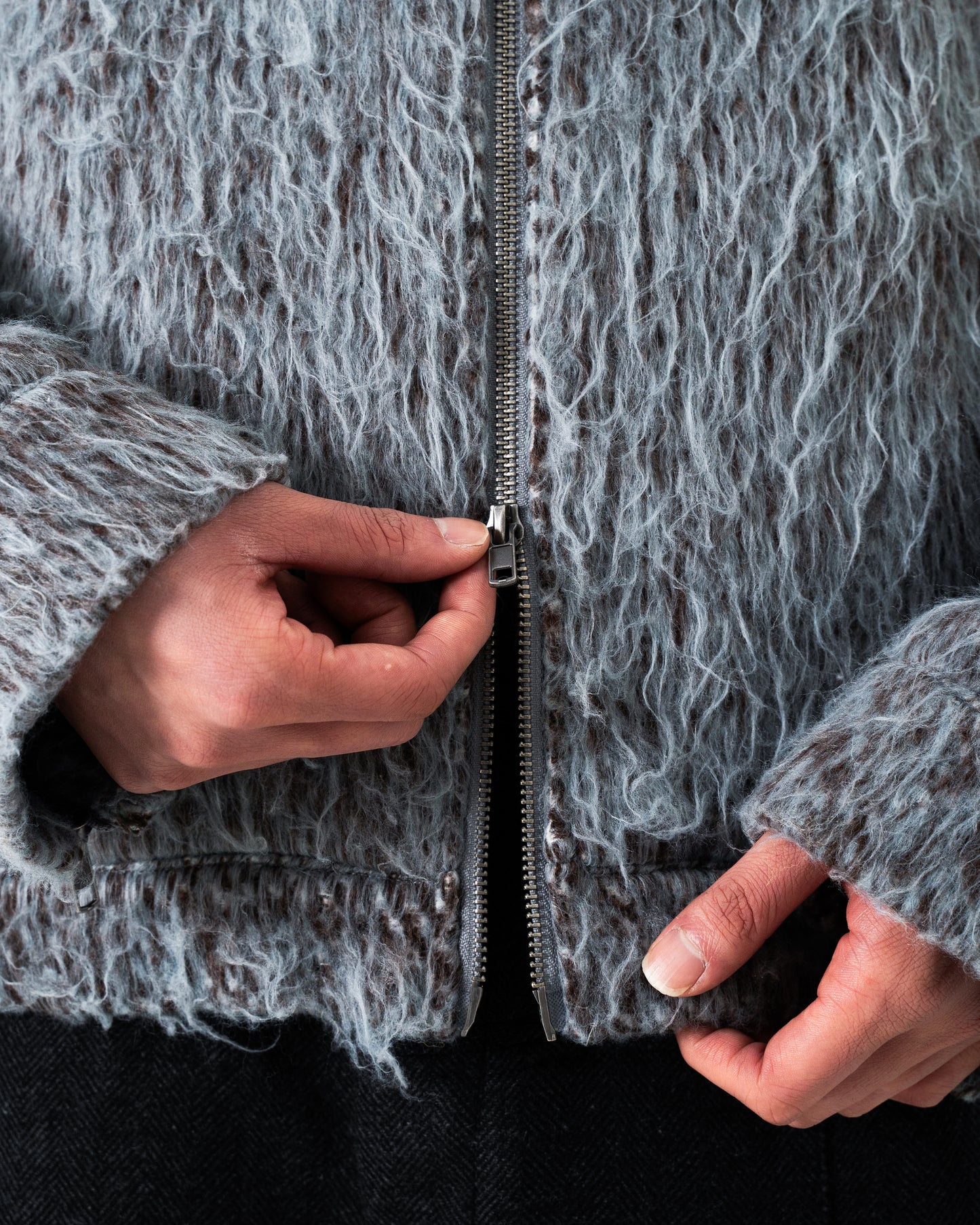 SAILOR COLLAR SHAGGY HOODIE