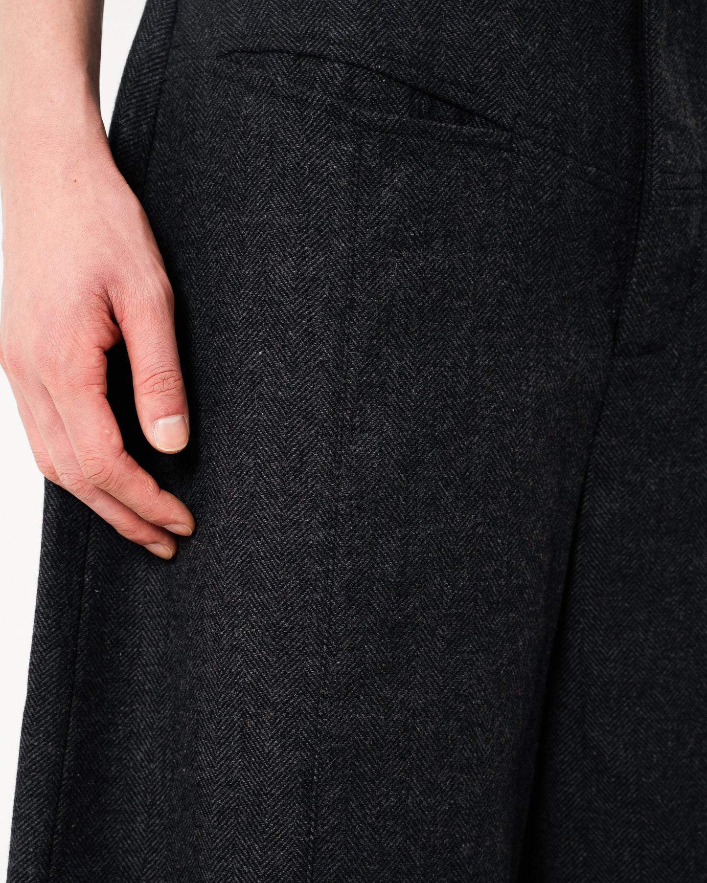 WIDE BAGGY SEEM TUCK TWEED SLACKS