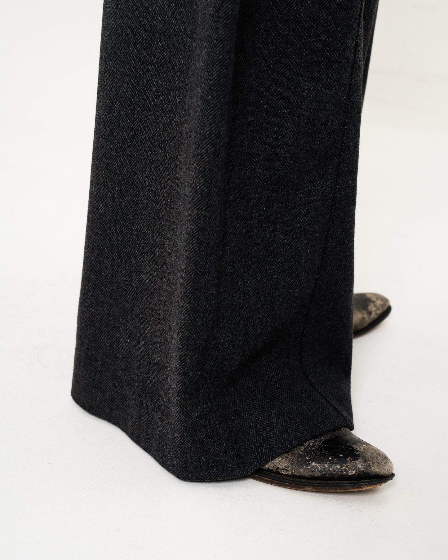 WIDE BAGGY SEEM TUCK TWEED SLACKS