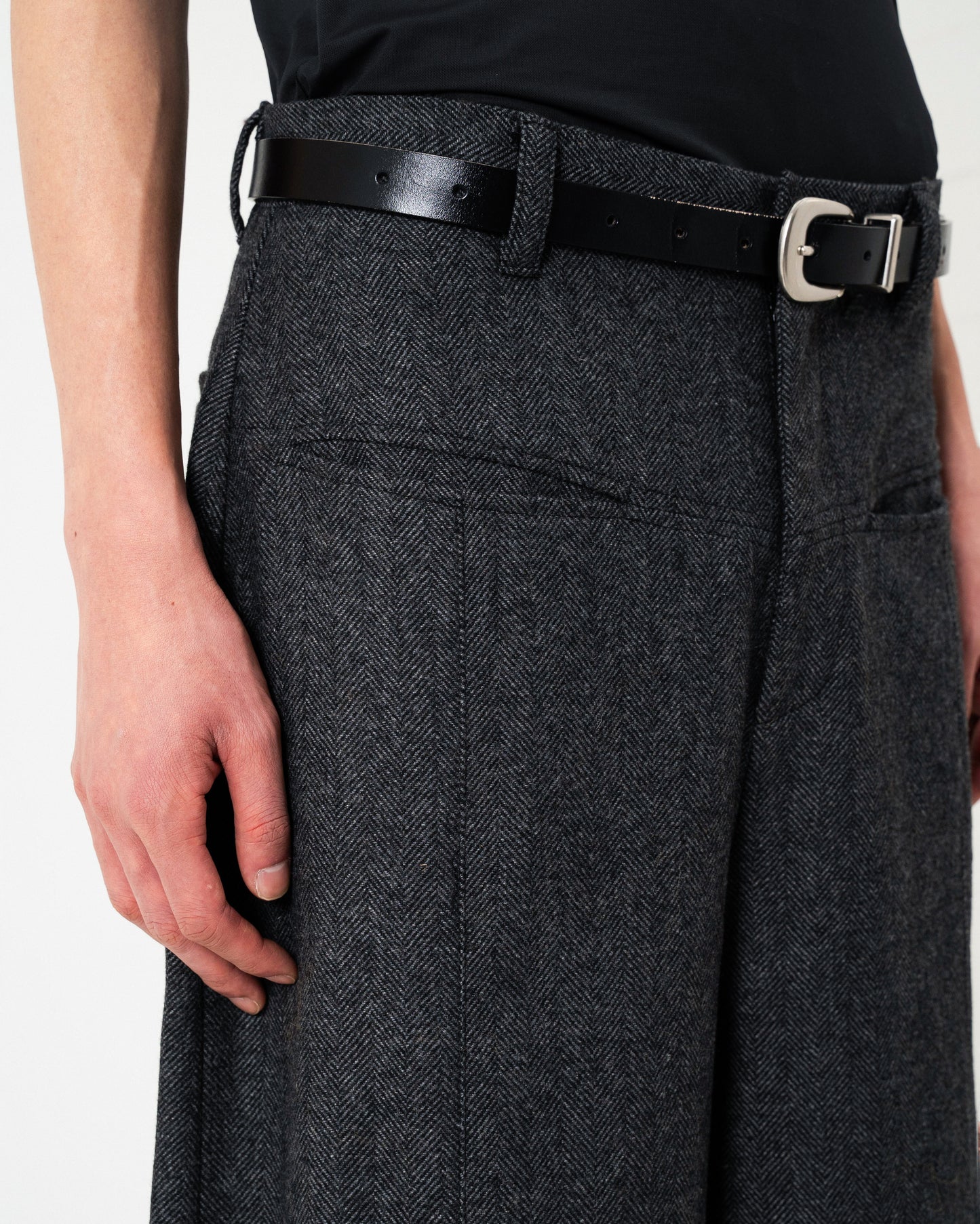 WIDE BAGGY SEEM TUCK TWEED SLACKS