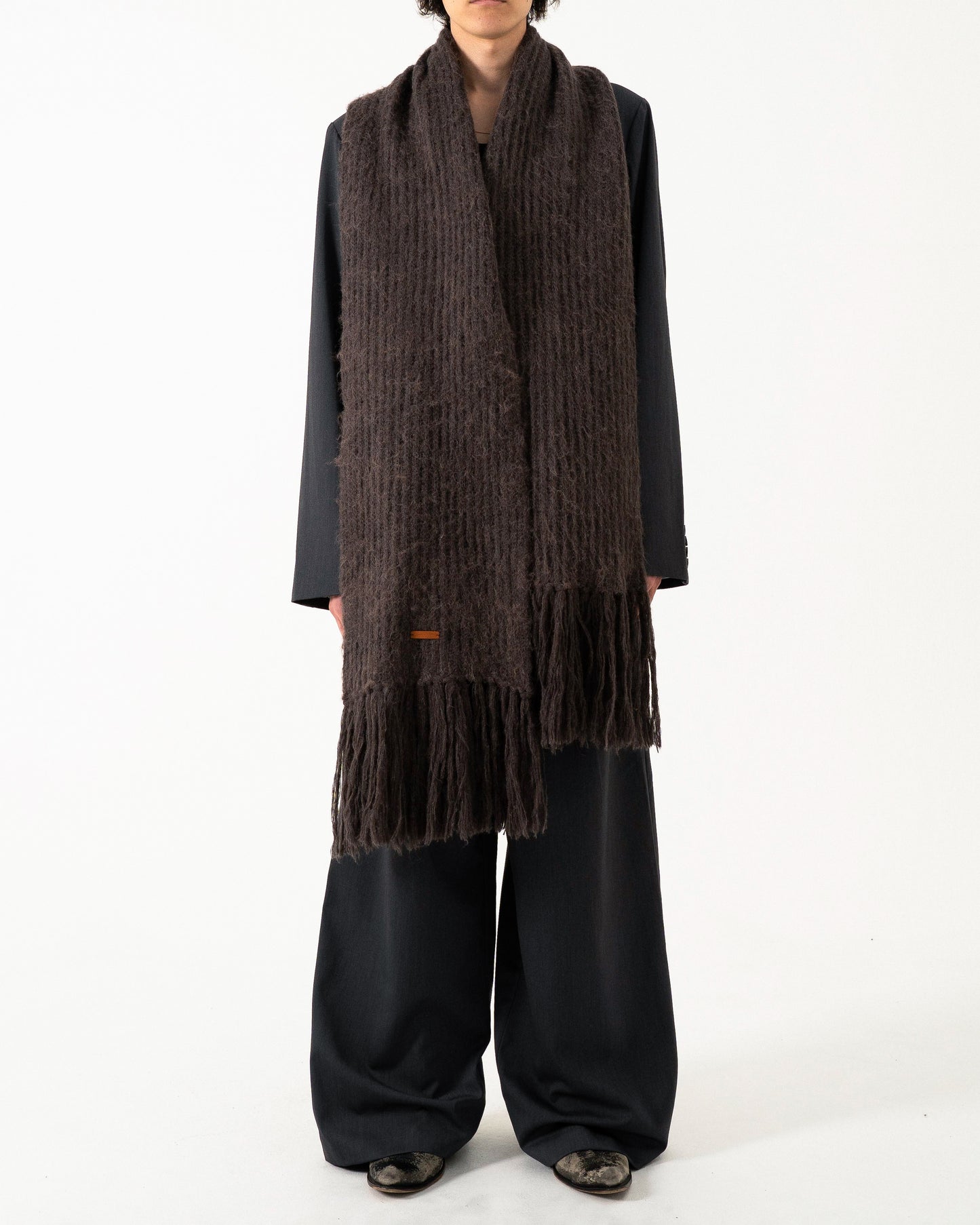 MOHAIR/ALPACA FRINGE LONG MUFFLER