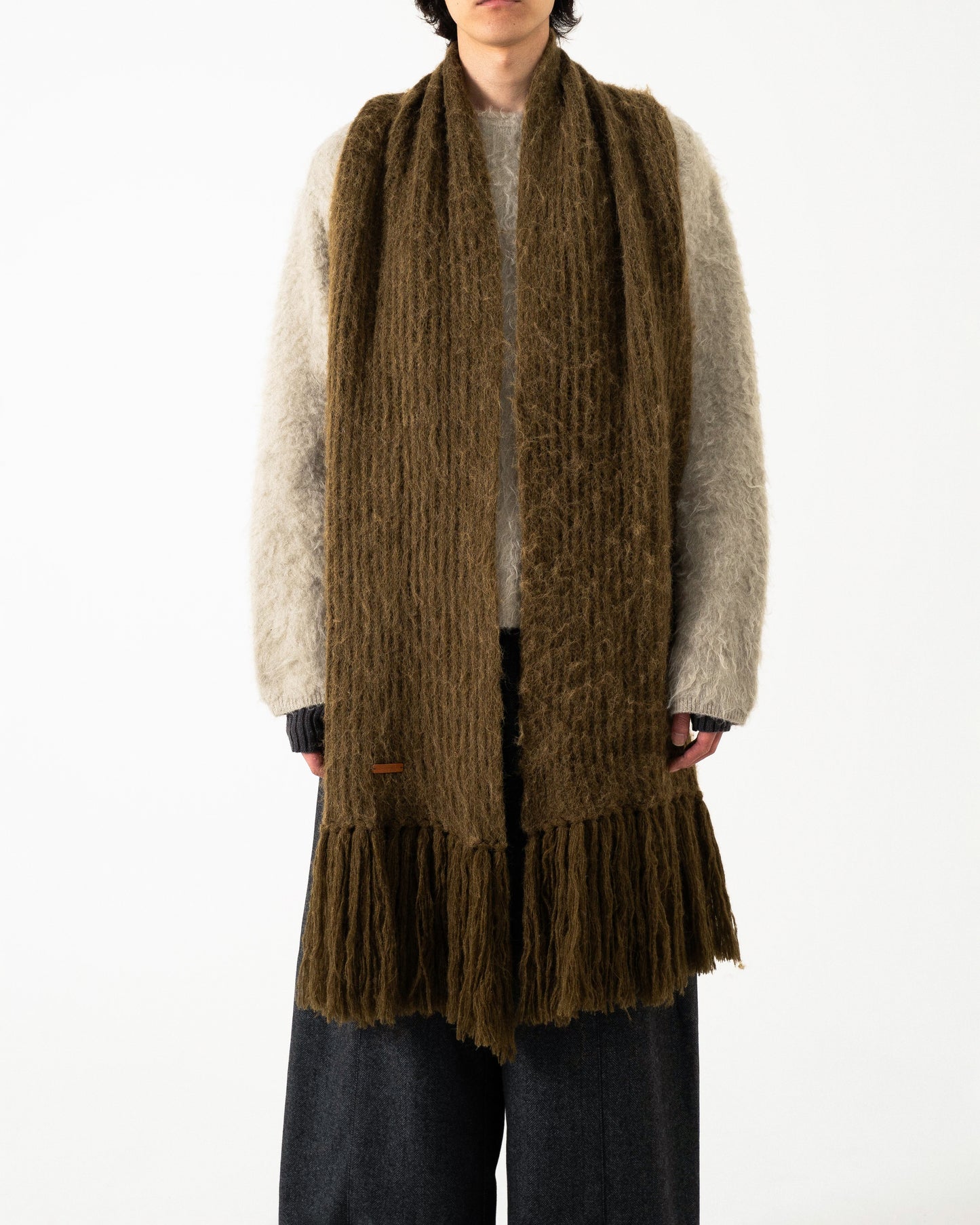 MOHAIR/ALPACA FRINGE LONG MUFFLER