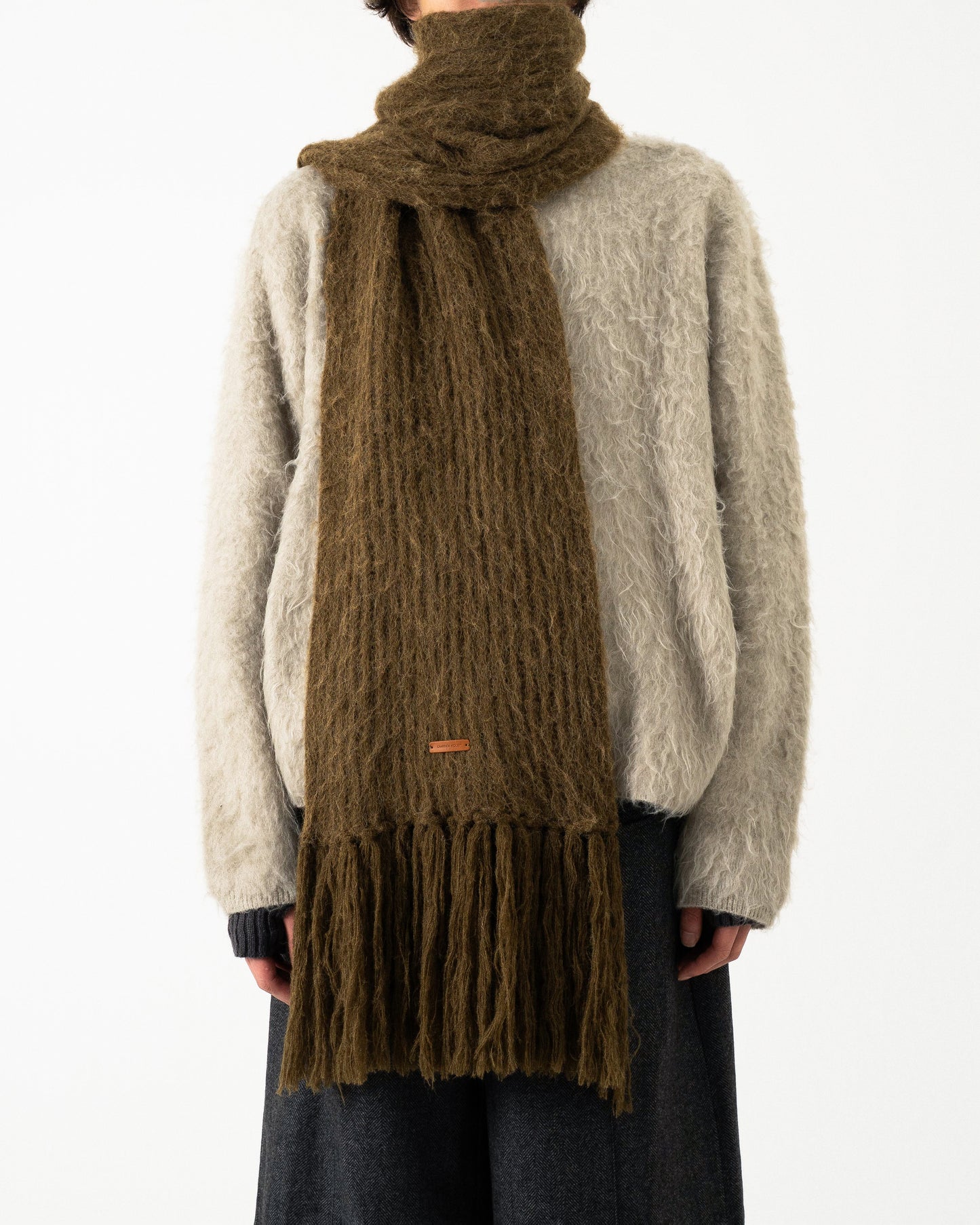 MOHAIR/ALPACA FRINGE LONG MUFFLER