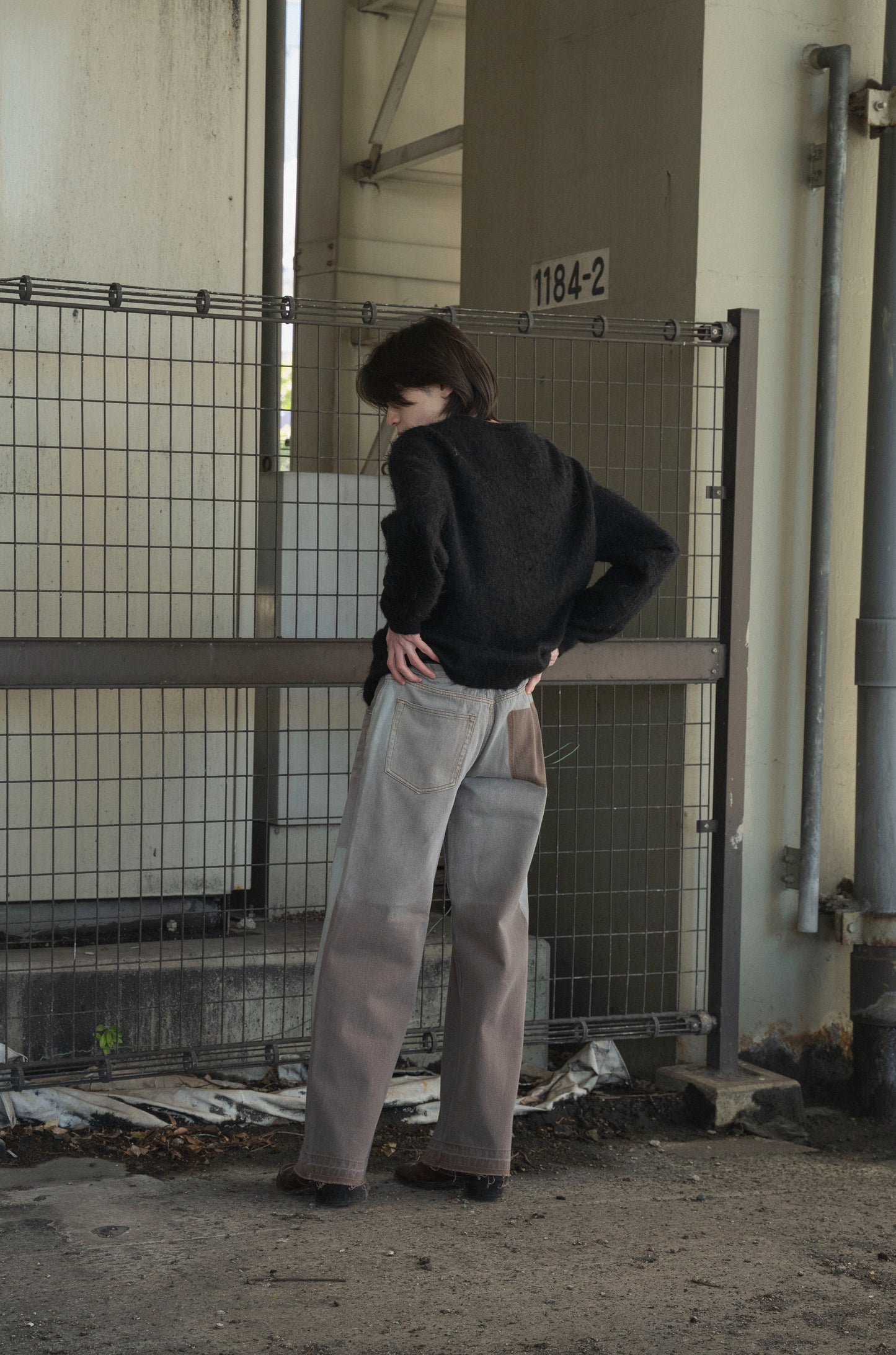 fade blast semi-baggy denim