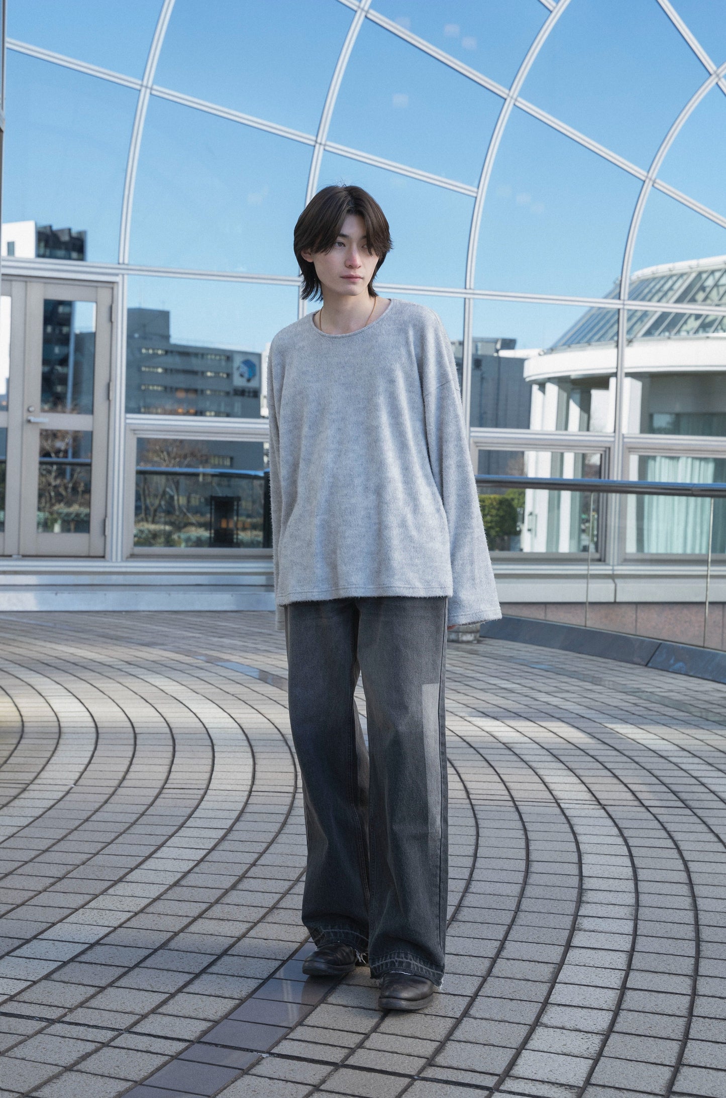fade blast semi-baggy denim