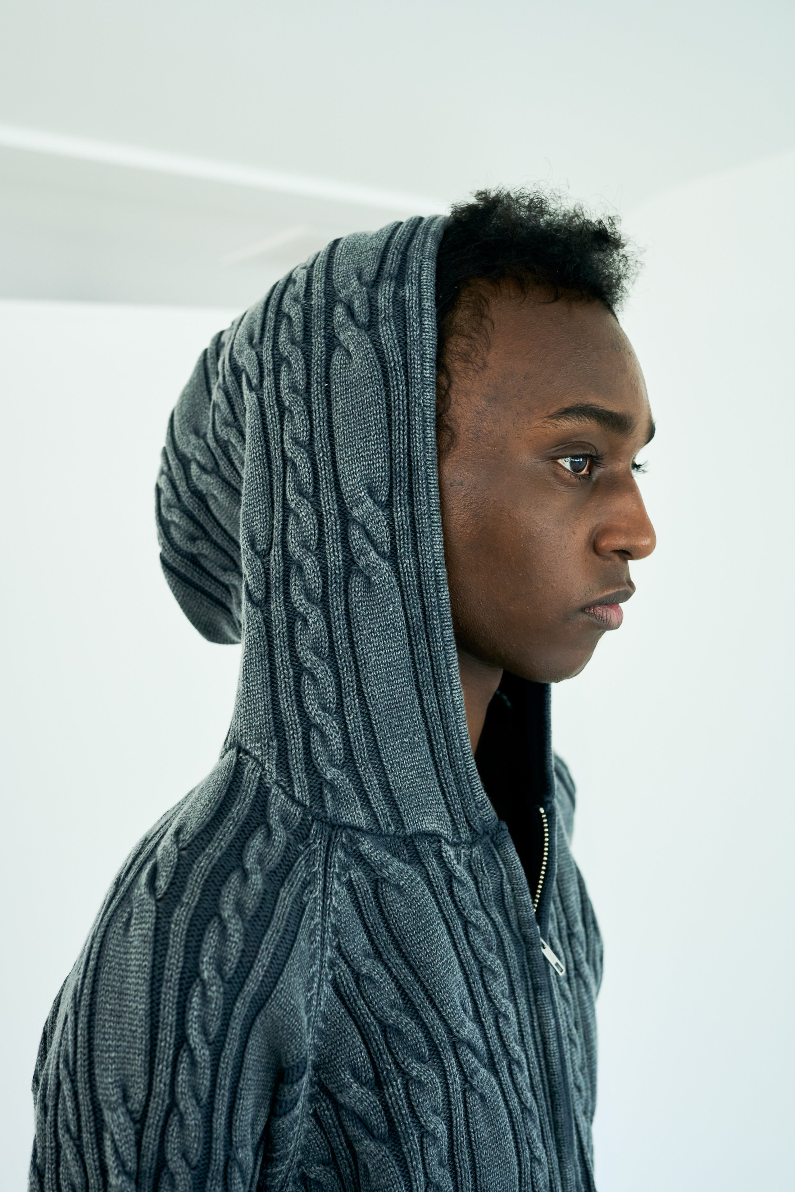 STONE WASH DOUBLE ZIP CABLE KNIT HOODIE – CAMPHOR WOOD - OFFICIAL