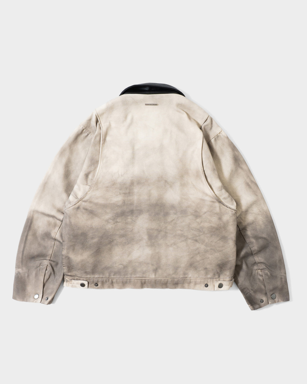 FAUX LEATHER COLLAR FADED DETROIT JACKET