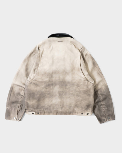 FAUX LEATHER COLLAR FADED DETROIT JACKET