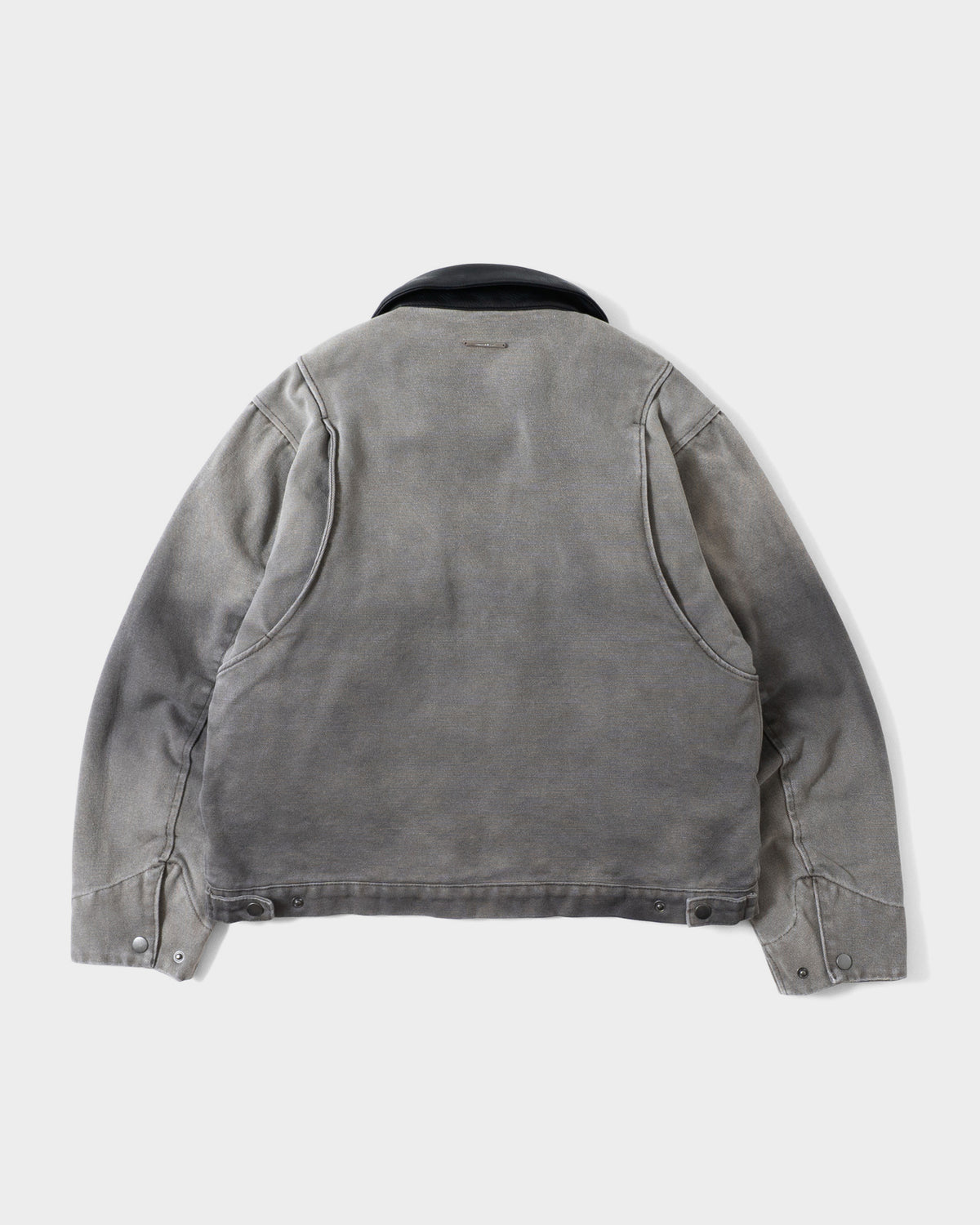 FAUX LEATHER COLLAR FADED DETROIT JACKET
