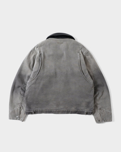 FAUX LEATHER COLLAR FADED DETROIT JACKET