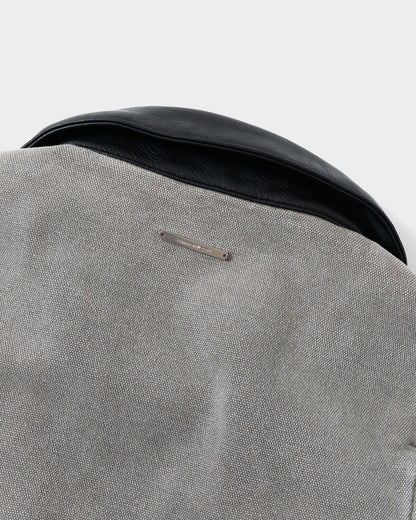 FAUX LEATHER COLLAR FADED DETROIT JACKET