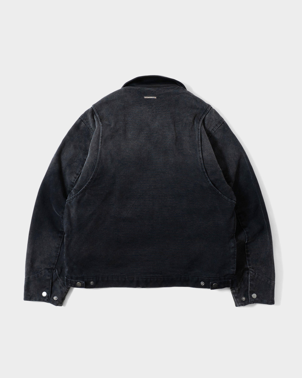 FAUX LEATHER COLLAR FADED DETROIT JACKET