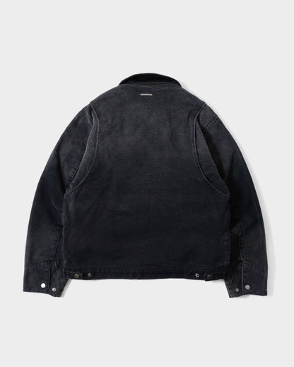 FAUX LEATHER COLLAR FADED DETROIT JACKET