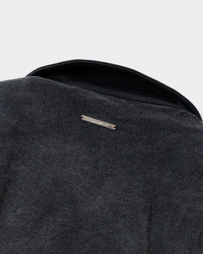 FAUX LEATHER COLLAR FADED DETROIT JACKET
