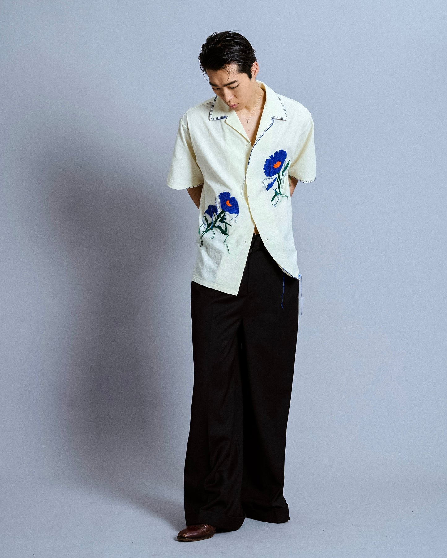 flower embroidery SAGARA h/s shirt