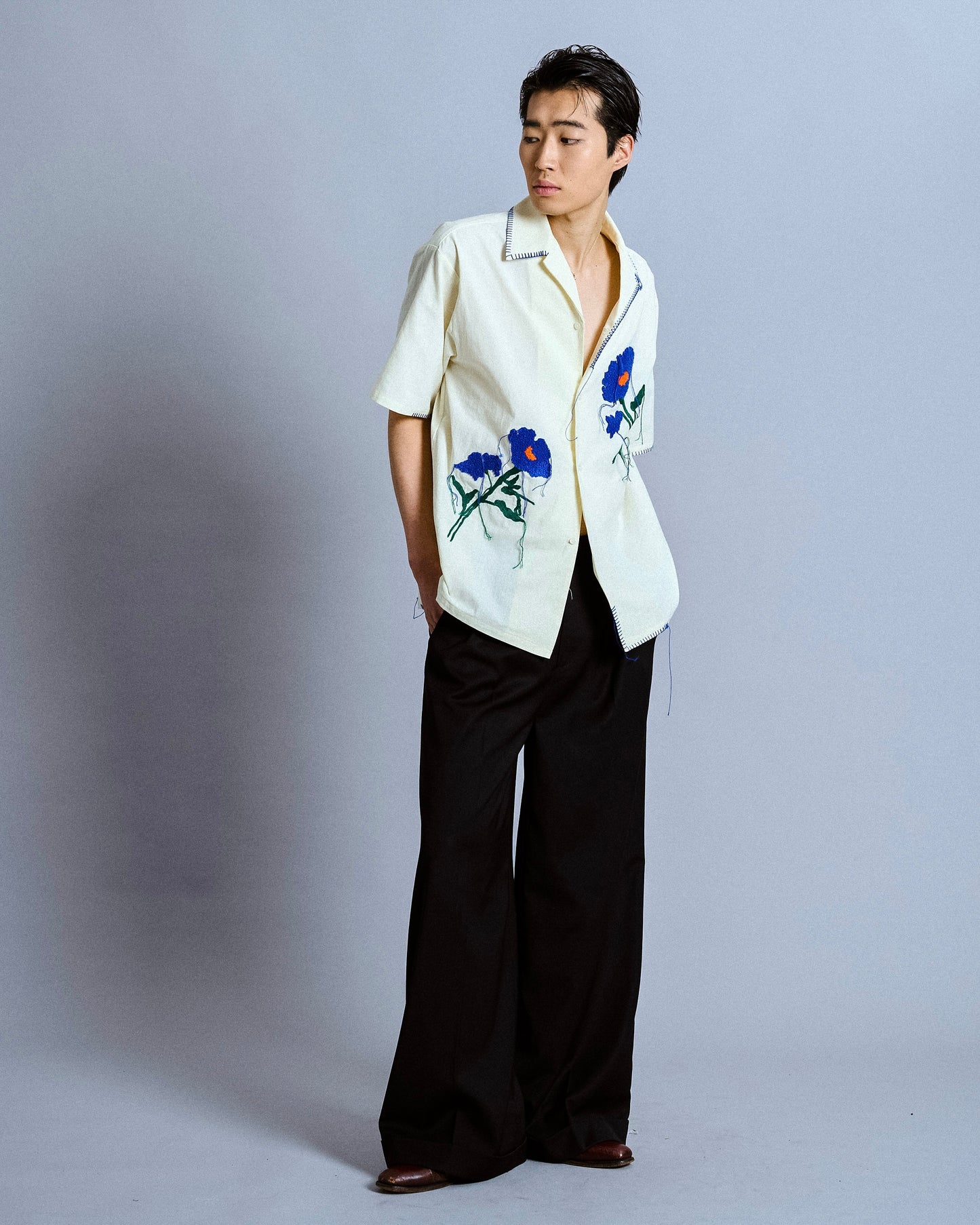 flower embroidery SAGARA h/s shirt