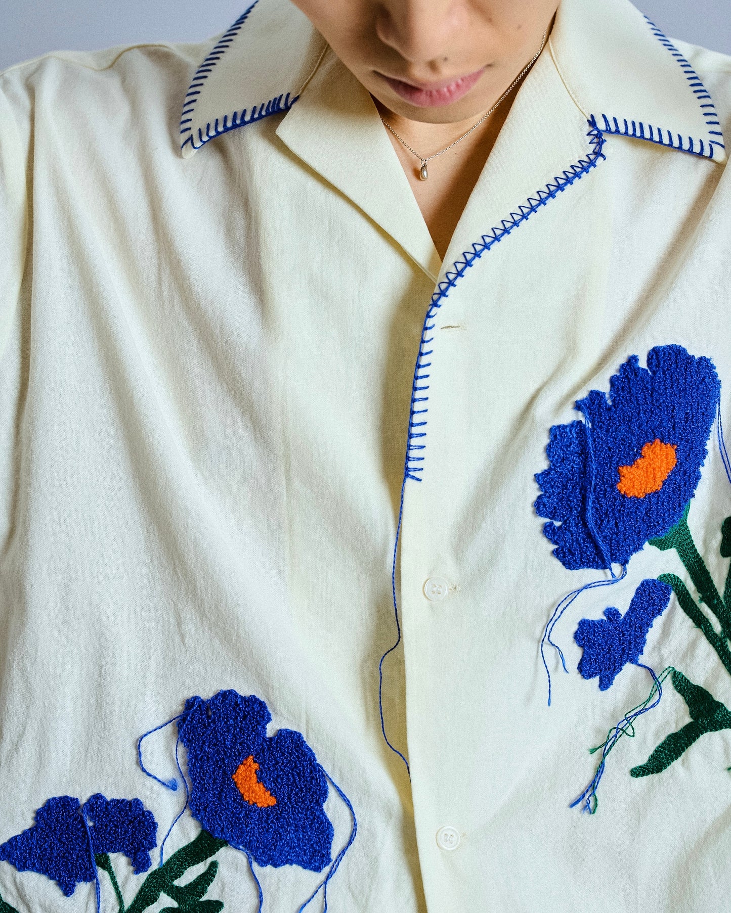 flower embroidery SAGARA h/s shirt