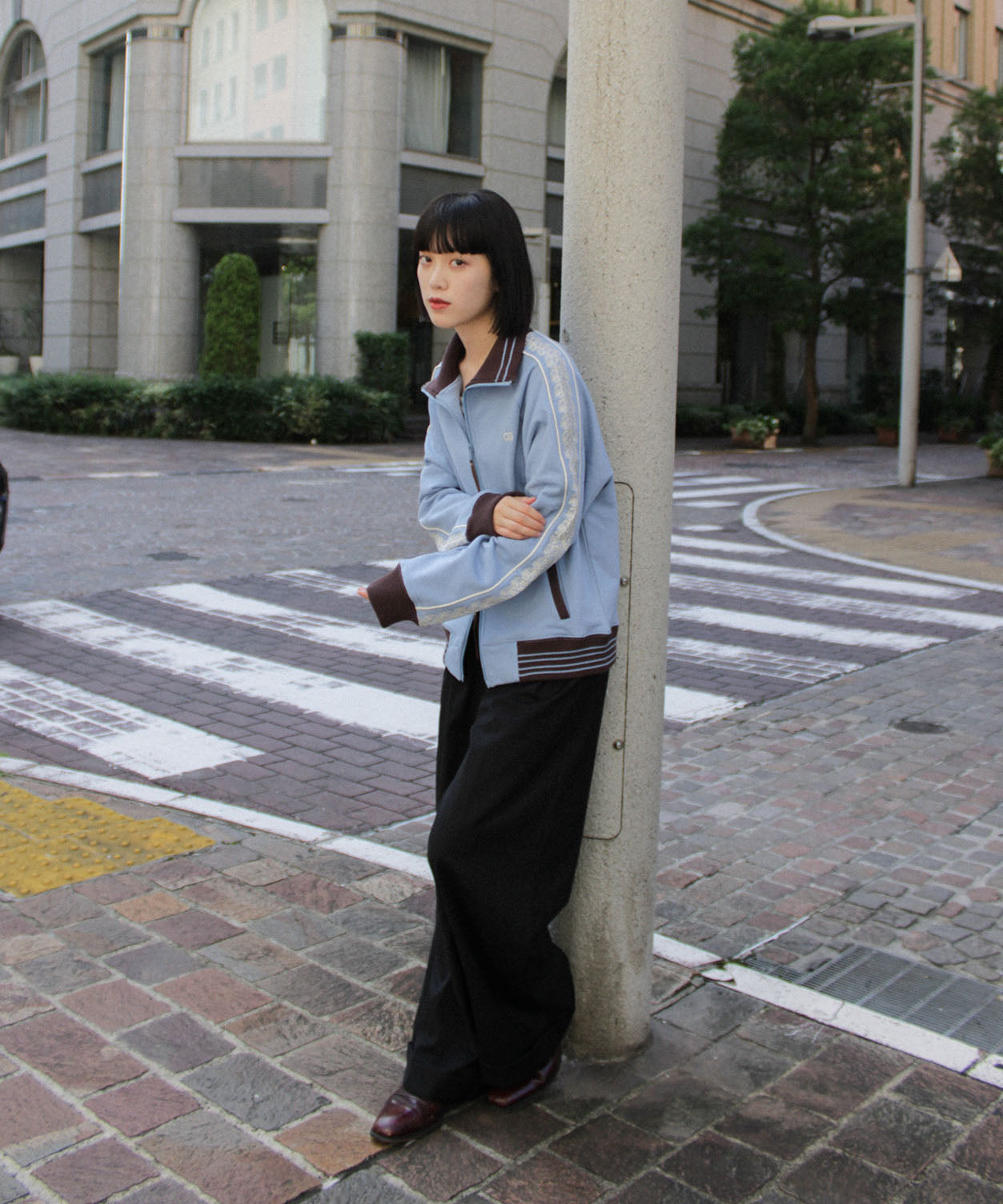 flower embroidery line track jacket