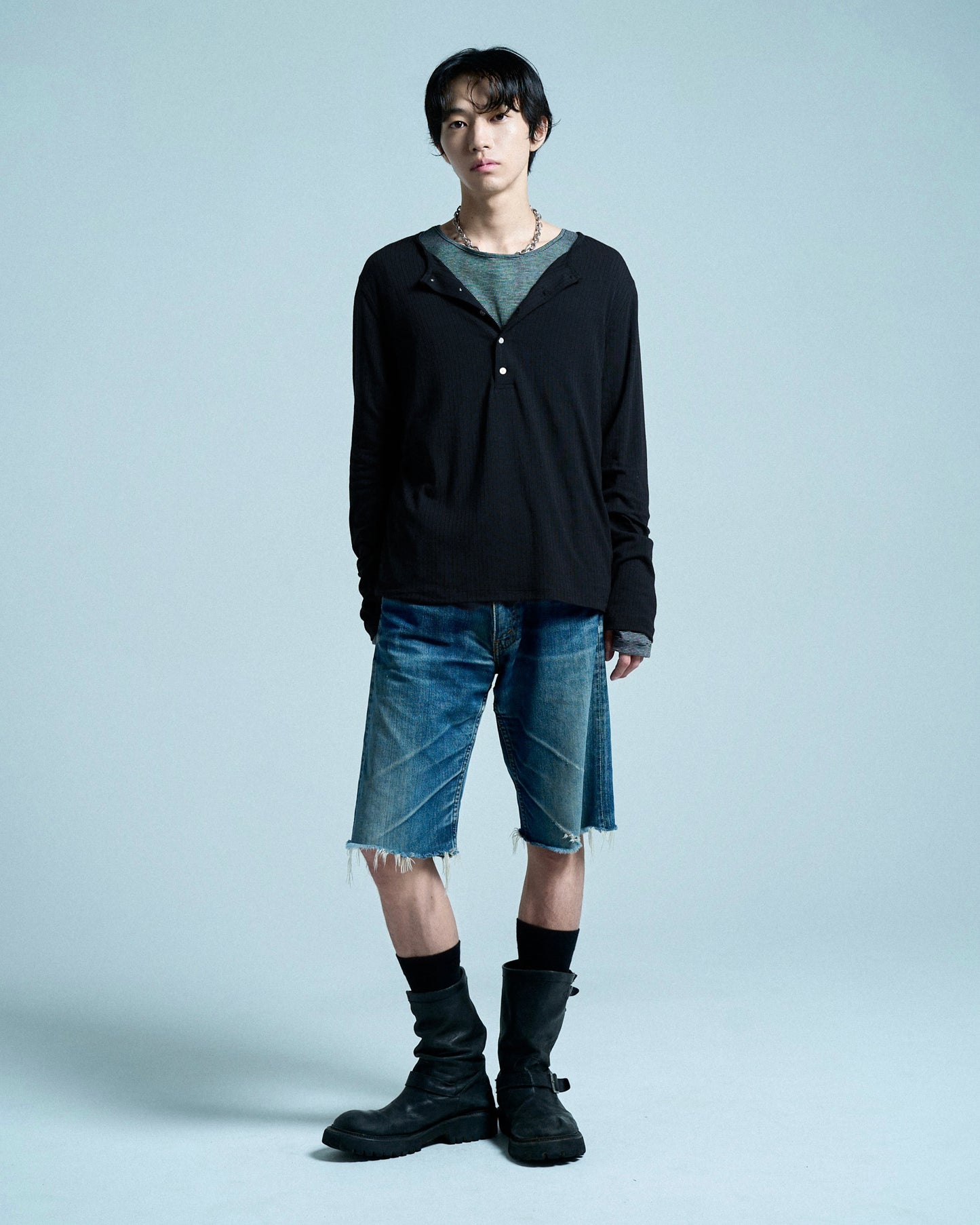RIB HENLEY NECK L/S TEE
