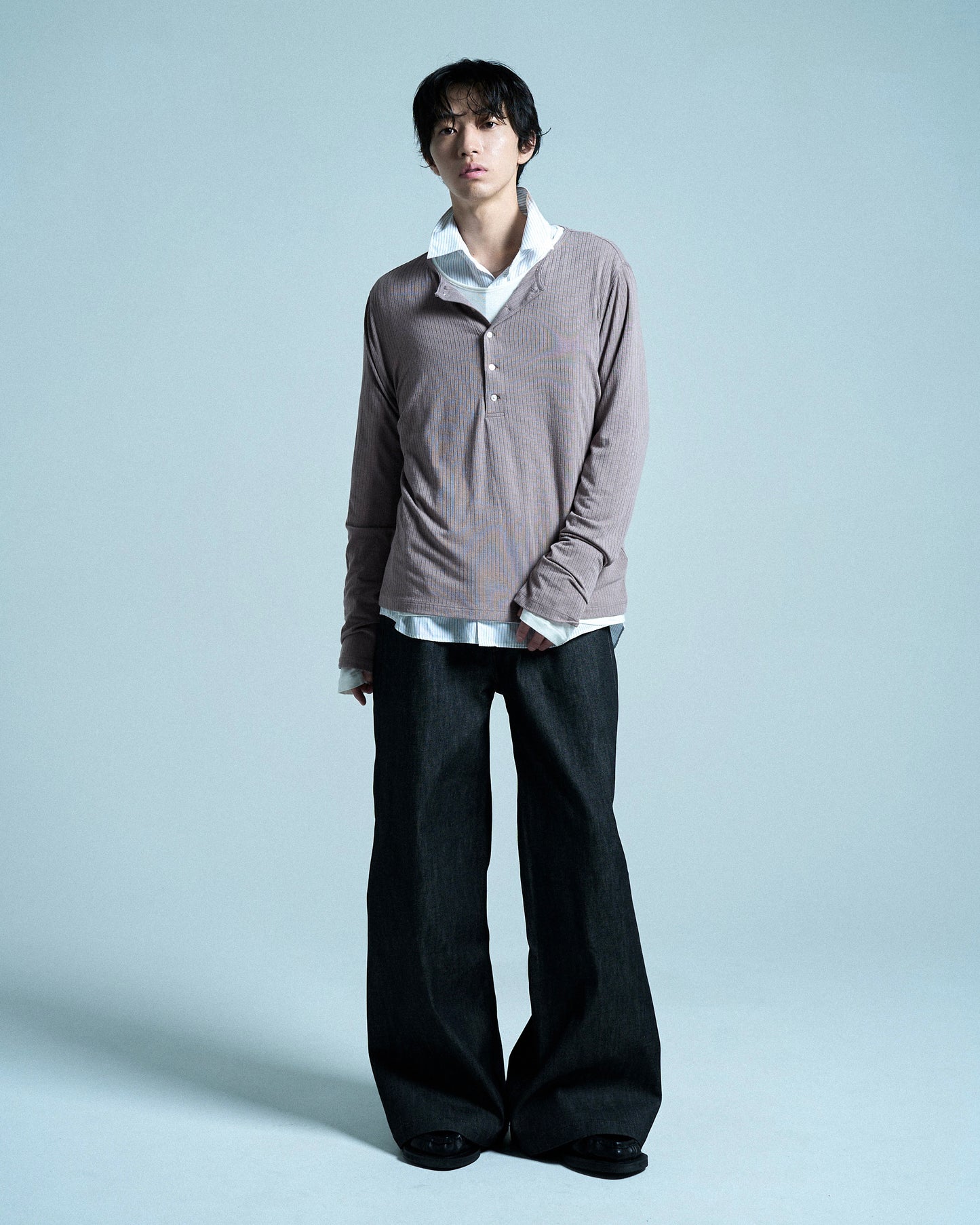 RIB HENLEY NECK L/S TEE