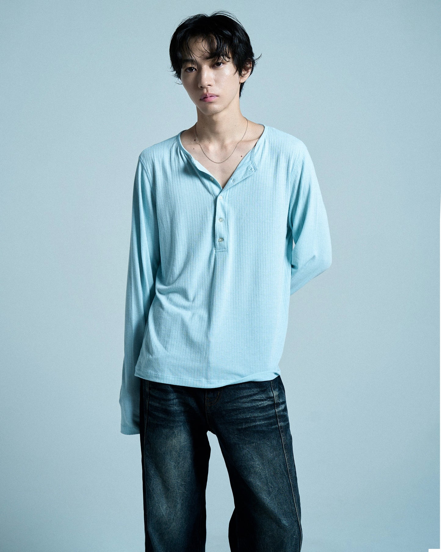RIB HENLEY NECK L/S TEE