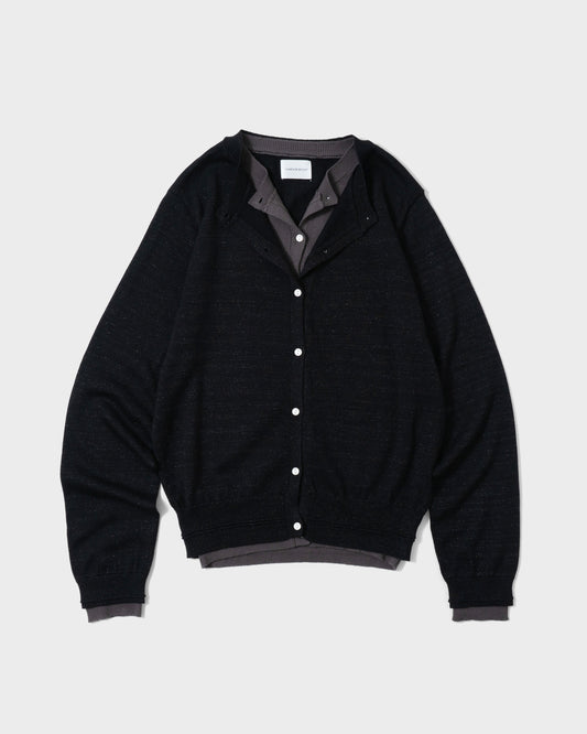 DOUBLE LAYERED KNIT CARDIGAN
