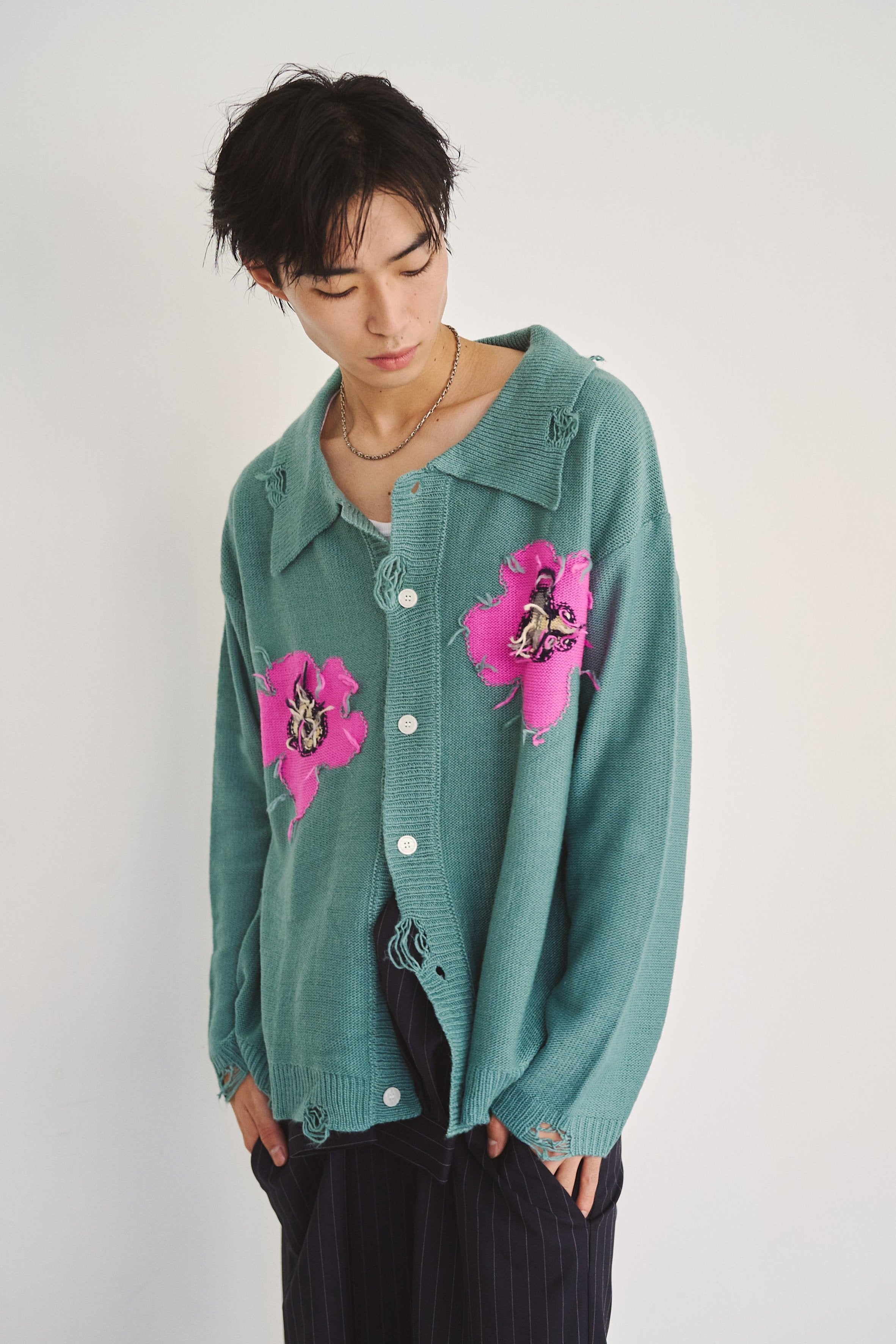 flower motif knit shirt cardigan – CAMPHOR WOOD - OFFICIAL