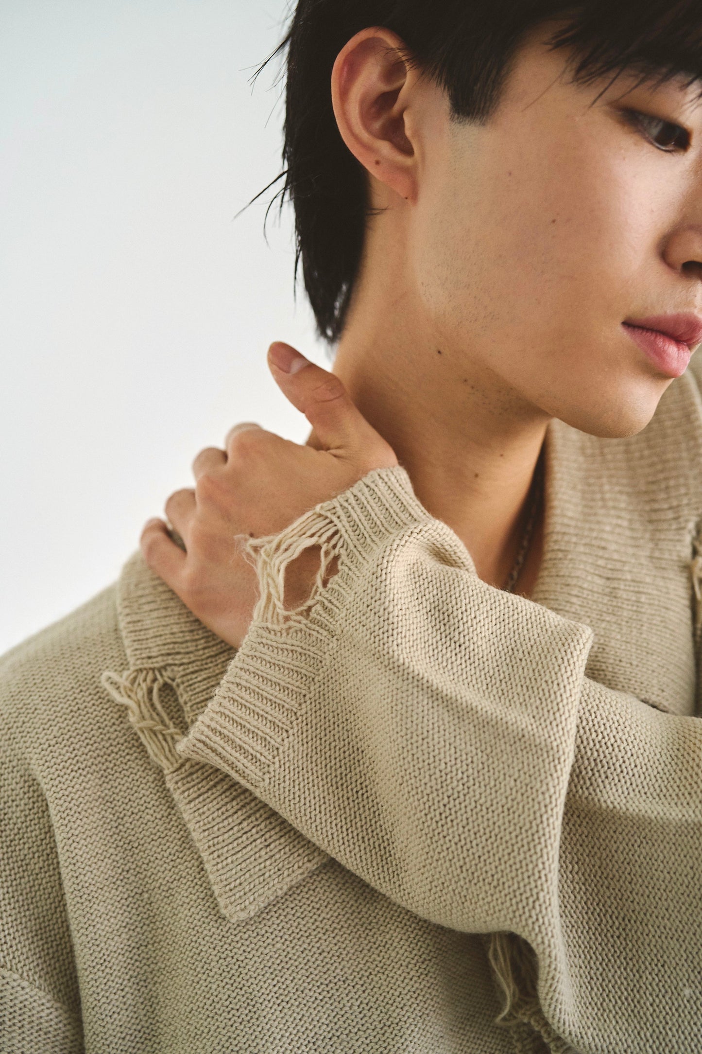 flower motif knit shirt cardigan
