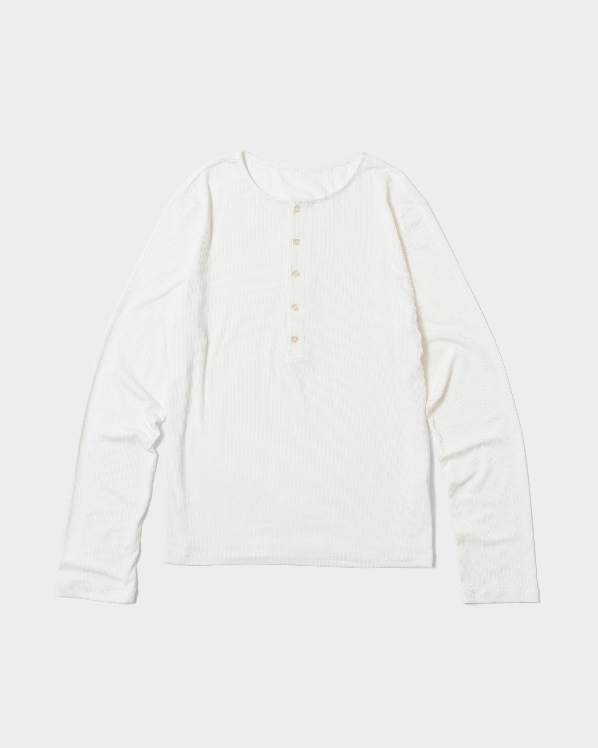 RIB HENLEY NECK L/S TEE – CAMPHOR WOOD - OFFICIAL ONLINE STORE