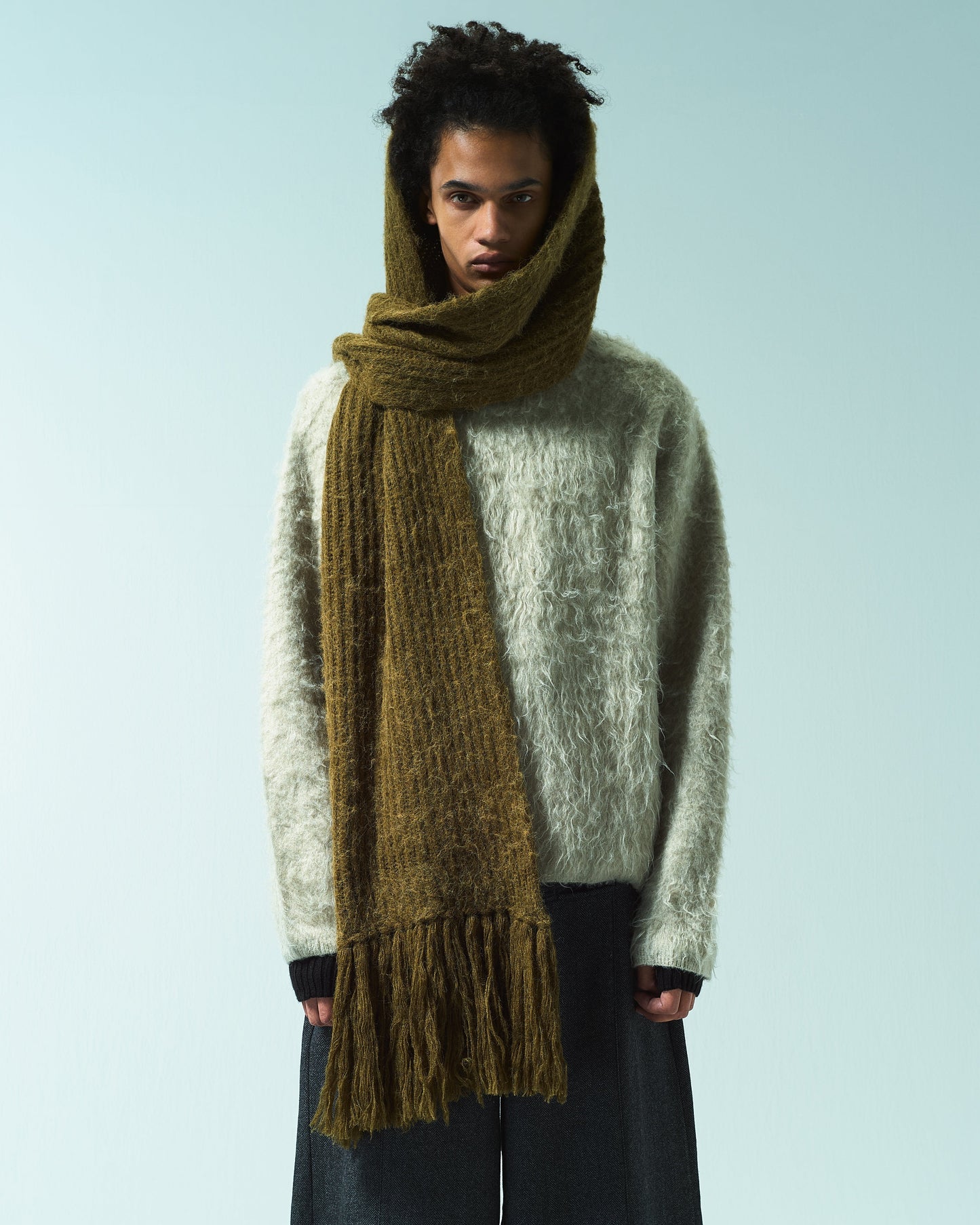 MOHAIR/ALPACA FRINGE LONG MUFFLER