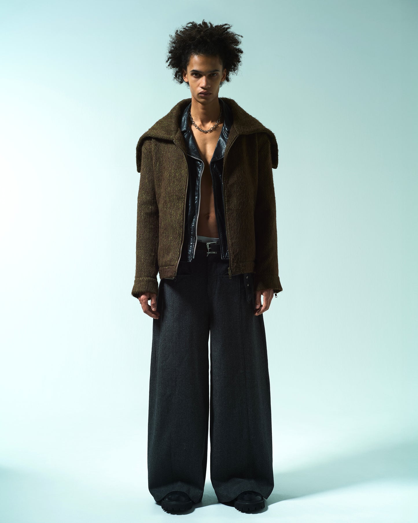 SAILOR COLLAR SHAGGY HOODIE