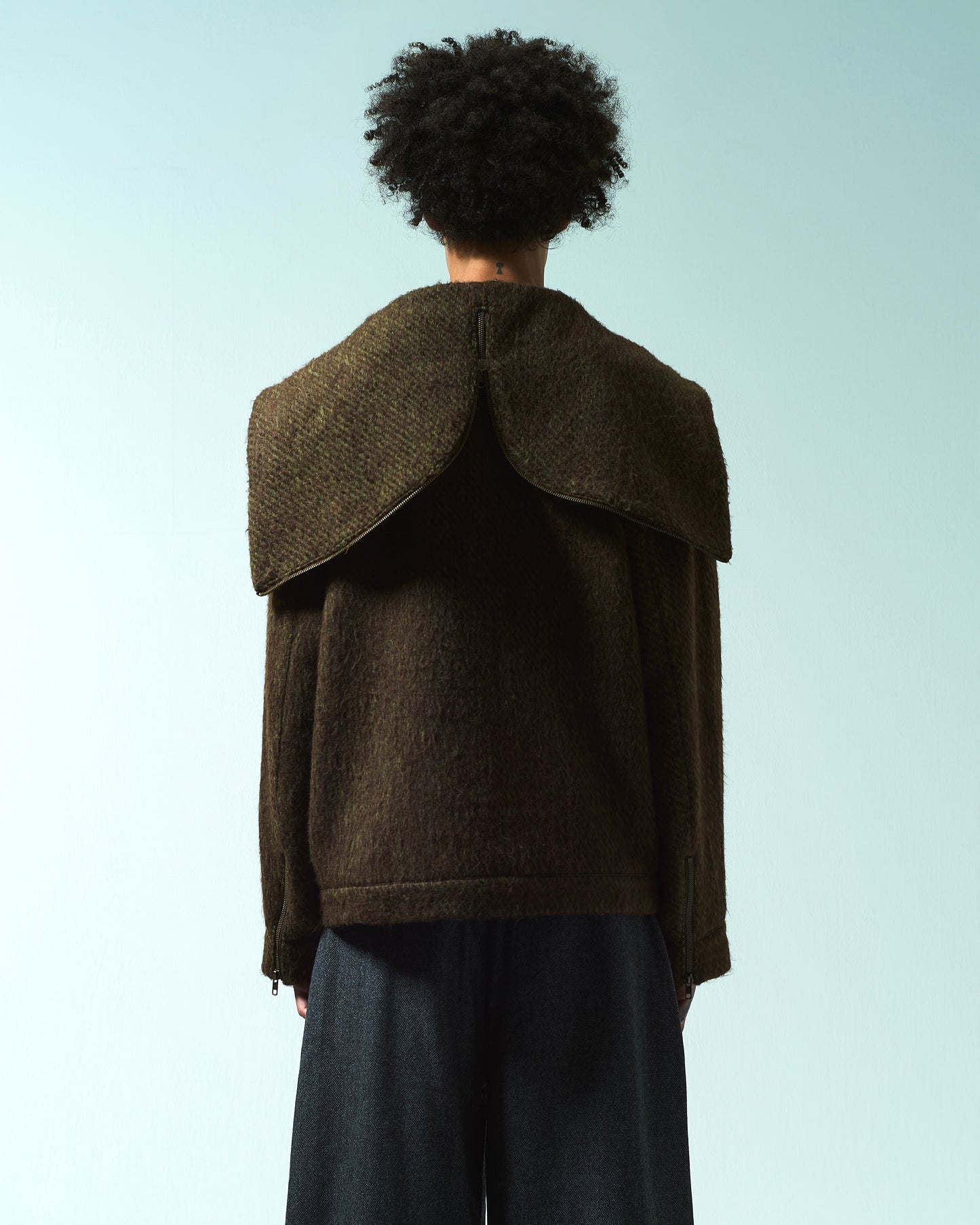 SAILOR COLLAR SHAGGY HOODIE