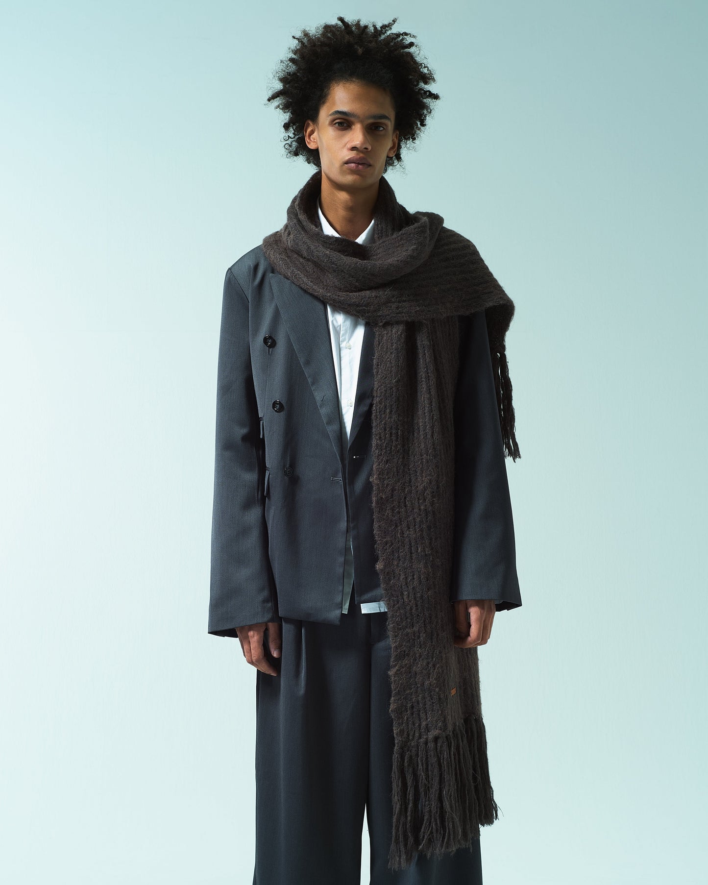 MOHAIR/ALPACA FRINGE LONG MUFFLER