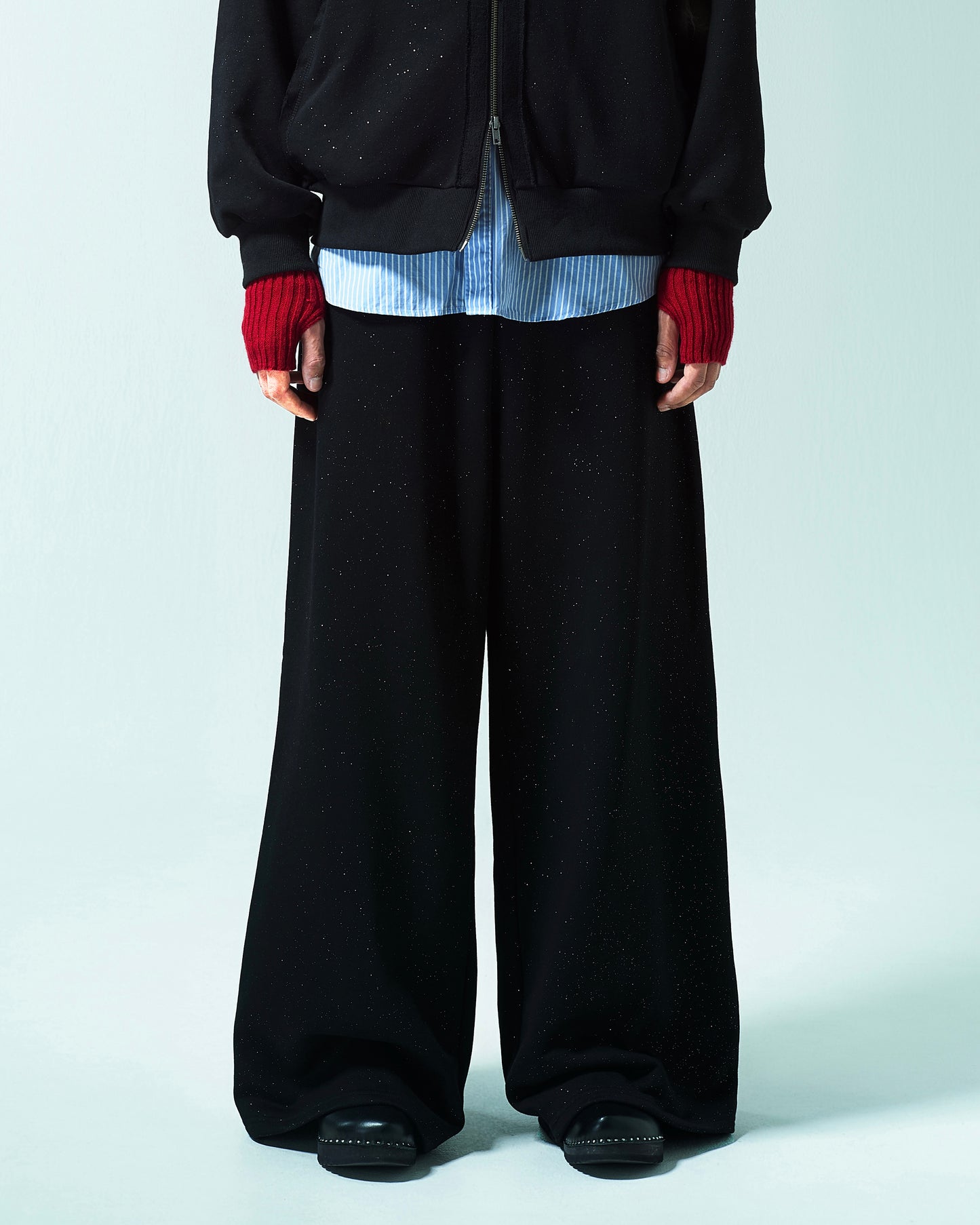 WIDE BAGGY GRIDDER SWEAT PANTS