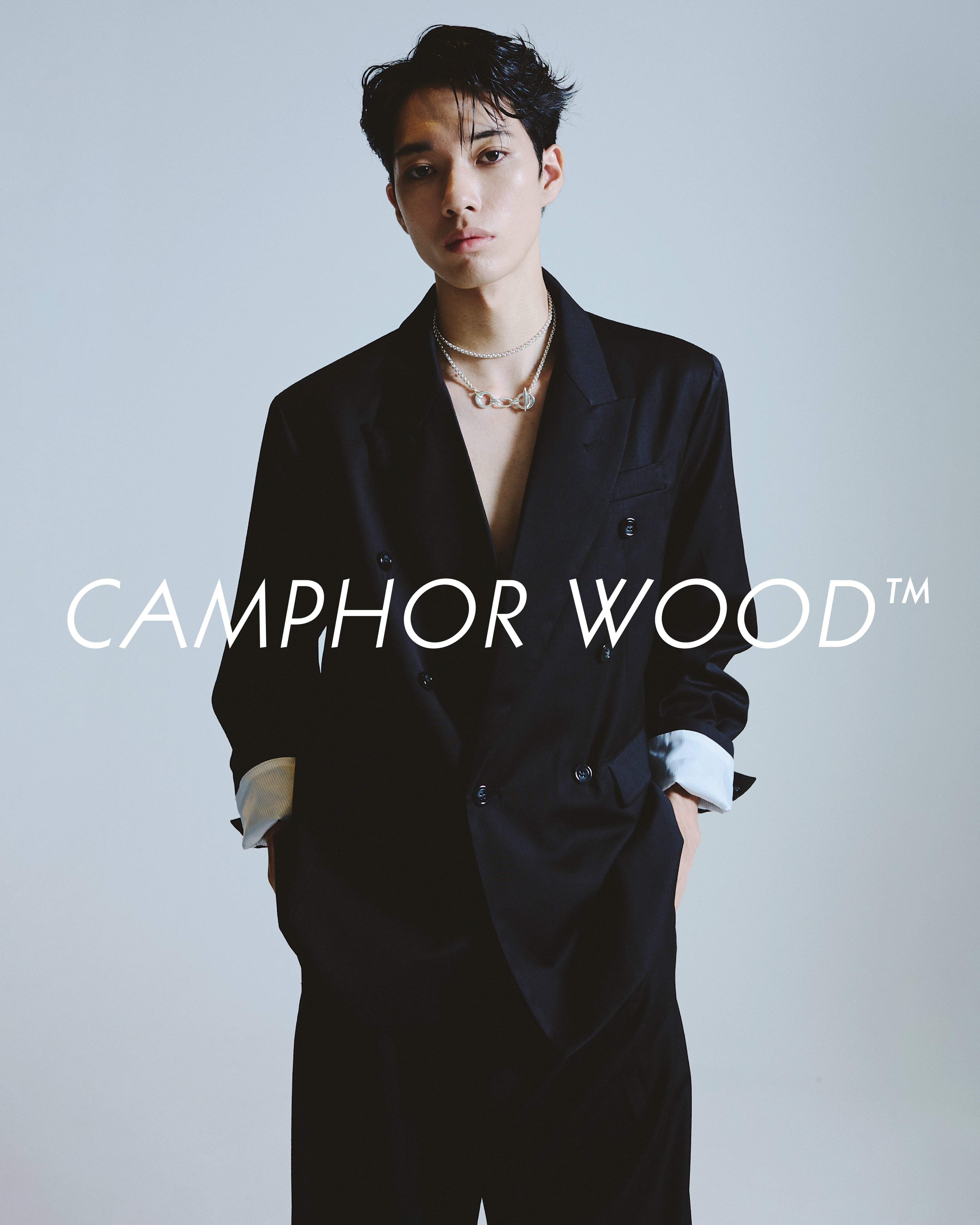 新品　CAMPHOR WOOD ラメツイード２wayシャツジャケット 黒 M Camphor wood（カンファーウッド）の「lame tweed double zipper